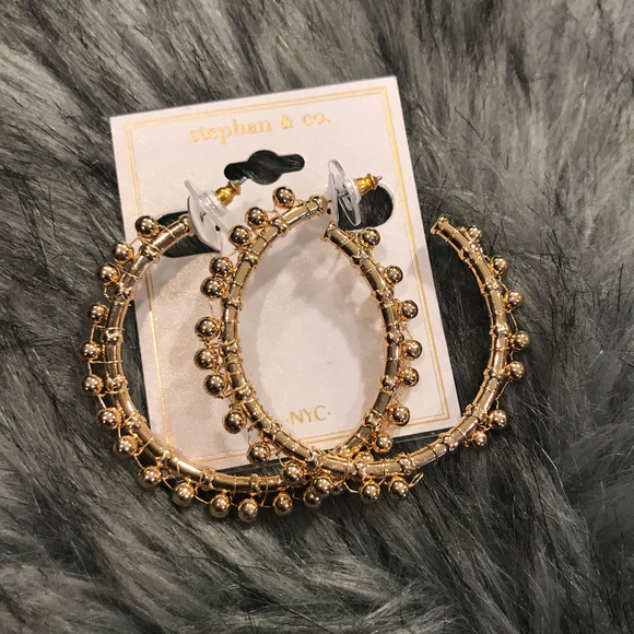 Stephan & Co Jewelry - Gold-Tone Bead Hoop Earrings